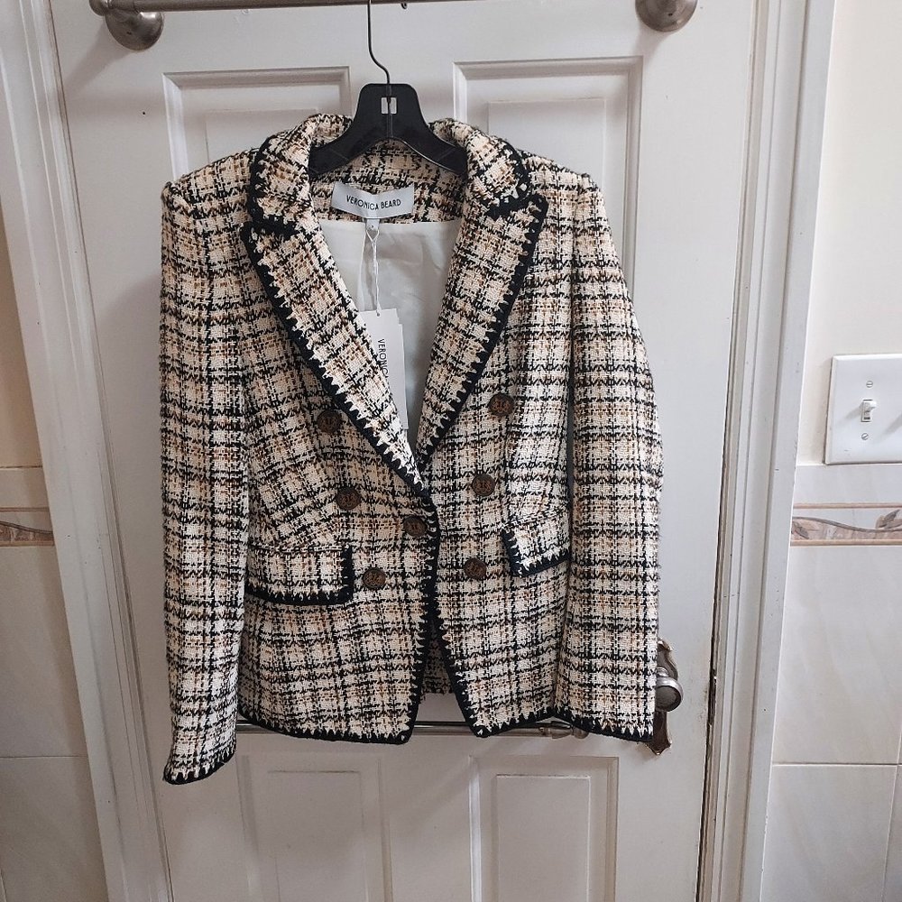Veronica Beard Lawrence Dickey Crochet Trim Tweed Blazer
